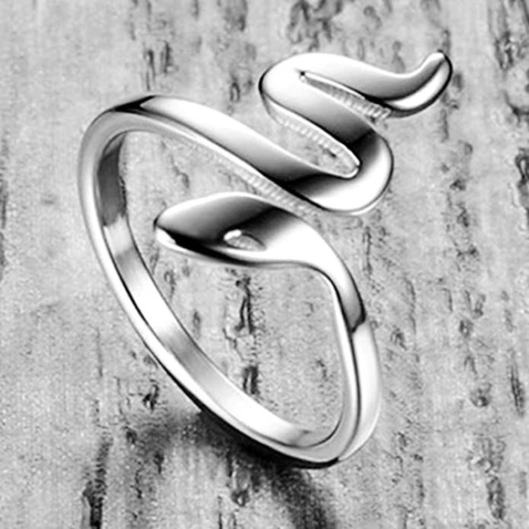 lolas_ boutique_ Jewelry - Silver stainless steel snake ring stacking gold